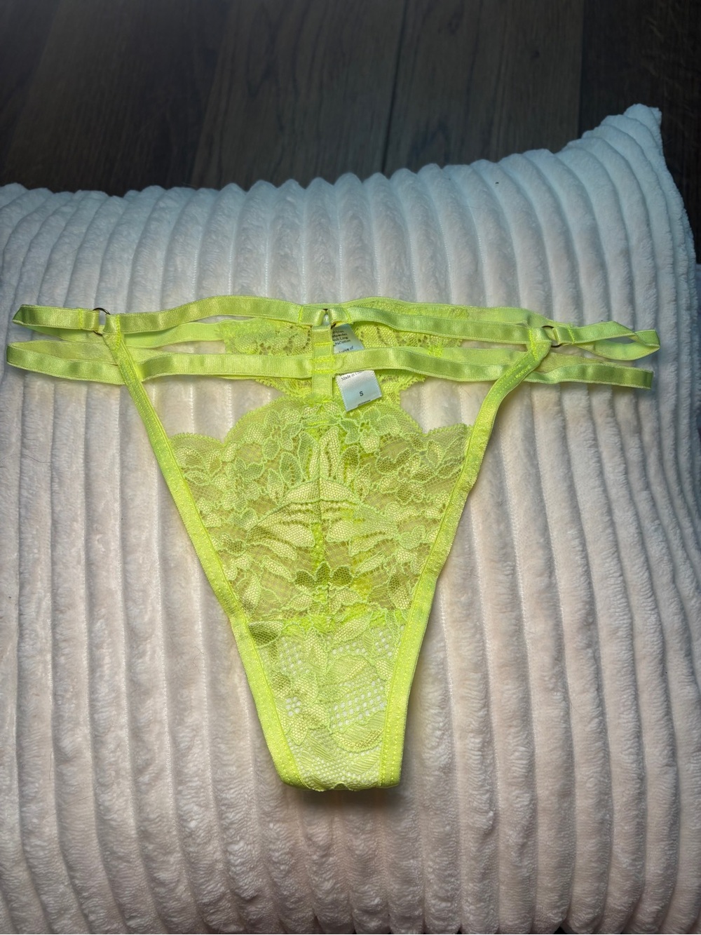 Victoria's Secret Neon Yellow Lace Thong